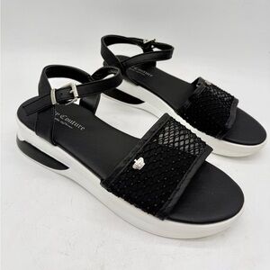 Juicy Couture Women’s Ilyza Embellished Ankle Strap Wedge Sandals Black Size 10